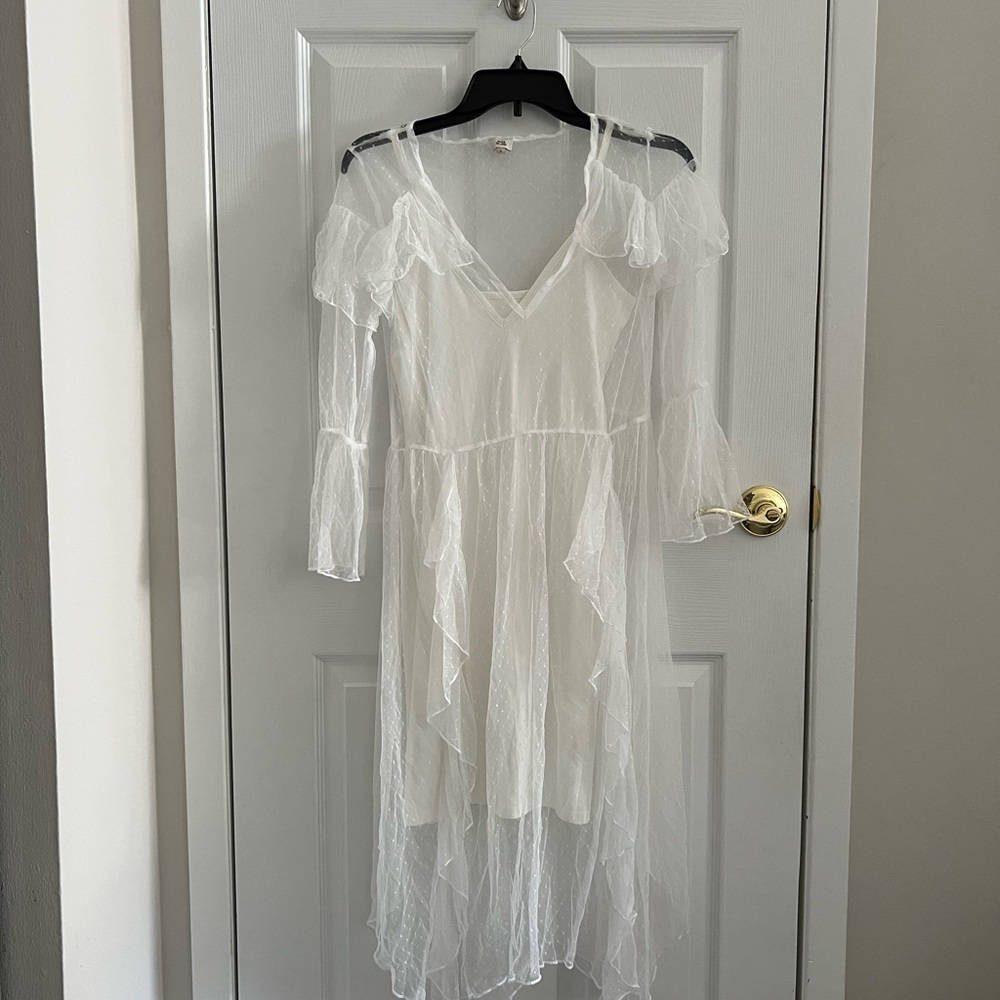 ASOS Elegant White Ruffle Midi Dress
